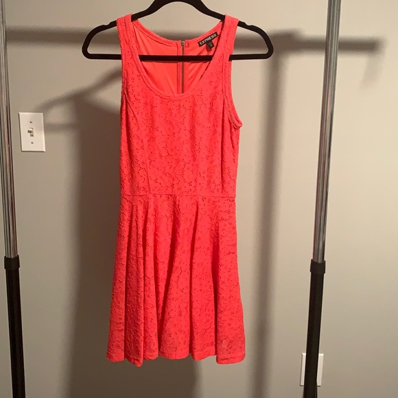 Express Dresses & Skirts - Express Lace Coral Skater Dress